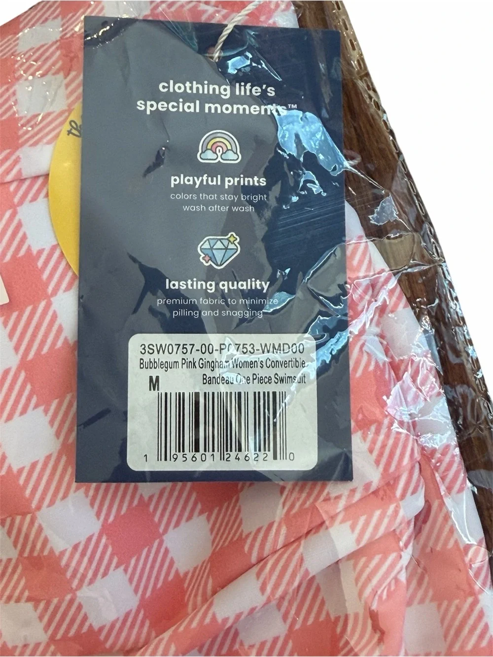 NWT RuffleButts Women’s Convertible Bandeau One Piece Bubblegum Pink Gingham MED